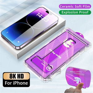 One-click Installation Full Cover Anto-Dust Matte Privacy Soft Microcrystal Ceramic Film For iPhone 17 Air 16e 16 15 14 13 12 11 Plus Pro Max X XR XS Max Anti-Shock Anti Spy Peeping HD Screen Protector Not Tempered Glass