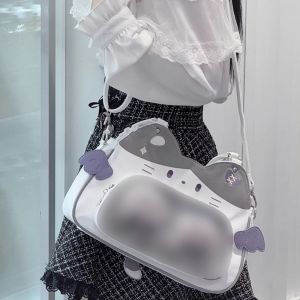 Túi có dây kéo cầm tay Kawaii Mèo Itabag Túi búp bê bông PU Túi trong suốt Ví bỏ túi Huy hiệu Túi lưu trữ Ba lô thời trang Nam 2026