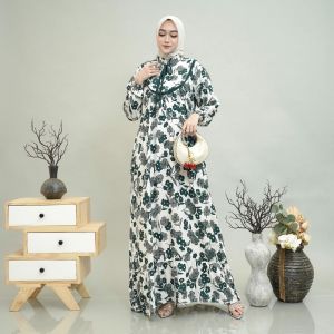 Gamis Busui Shelina Rayon Motif Bunga Kekinian /Gamis Terbaru Teviral