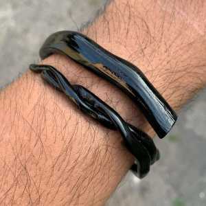 Gelang Akar Bahar Hitam Model Kepang Kantoran