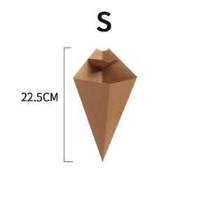 French Fries Holder Paper Kraft Cones With Dip Snacks Takeout Box Food Trays Paper Cones