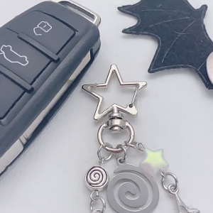 Star Bag Charm Trendy Bag Accessory Fashion Statement Pendant Gothic Key Ornament Alloy Texture for Keys and Purses