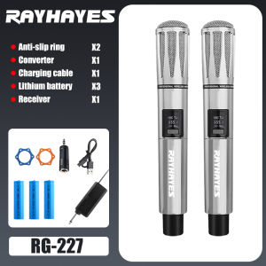 RAYHAYES Professional Wireless Microphone Rechargeable Dynamic Microphone for Videoke Christmas Performance