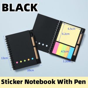 Mini Sticker Notebook with Pen Colored Notepad 60Sheets for School Writing Supplies 100x130MM