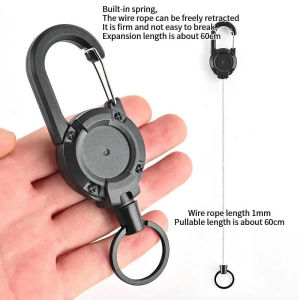 Anti-theft Metal Easy-to-pull Buckle Rope Elastic Keychain Sporty Retractable Key Ring Anti Lost