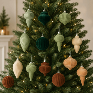 OUREAL 6Pcs/Set Velvet Christmas Tree Ornaments Special-shaped Shatterproof Christmas Decoration Reusable Hanging Balls Decor Holiday Decor