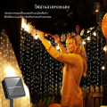 kangle 【💥50% off】ม่านไฟพลังงานแสงอาทิตย์ LED กลางแจ้งกันน้ำ เซลล์แสงอาทิตย์ ไฟตกแต่ง คริสมาสต์ Fairy ราวบันไดแสง. 