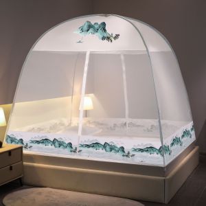 New mosquito net yurt dust-proof top household bedroom free installation dormitory anti-fall childrens folding net