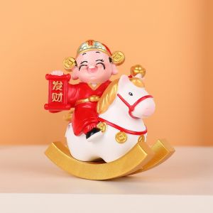 WARM STOP Year of The Horse 2026 Horse Year Figurines Resin Chinese Style Rocking Horse Ornament Traditional Mascot Horse Statue For Home
