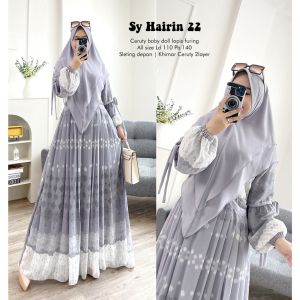 One Set Gamis Syari Bahan Ceruty Baby Doll -  Hairin 22 Dress Bahan Ceruty Baby Doll Lapis Furing Gamis Muslim Syari Busui Dress