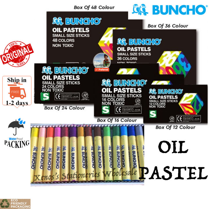 BUNCHO OIL PASTELS 12C / 16C / 24C / 36C / 48C (READY STOCK / 100% ...