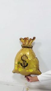 6Pcs Money Bag Foil Balloons Set/Dollar Party Balloons/Western Cowboy Party/Las Vegas Casino Party Gambling Game Decorations/Money Theme Birthday/Big Size Fake Money Reusable Balloons