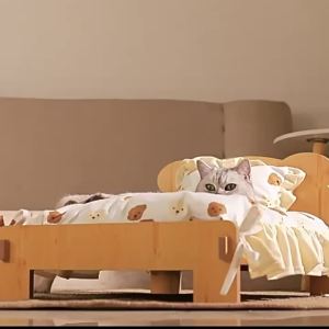Sacesr Solid Wood Cat Bed Dog Bed Removable Mat Washable All Season Universal Cat Nest Dog HouseSuppliesBed Within 7kg Z4K2H