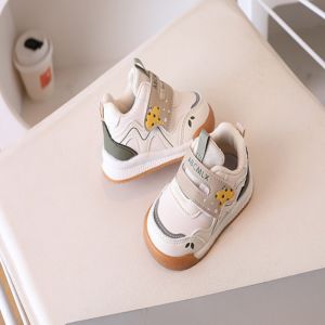 Baby Leather Walking Shoes Autumn 2026 New Styles Boys Wave Sports Shoes Girl Cute Running Casual Shoes Sizes 16-26
