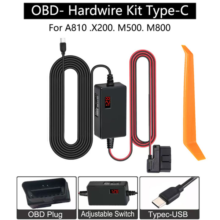 70mai Dash Cam A810 OBD Hardwire Kit Power Cable Type USB C