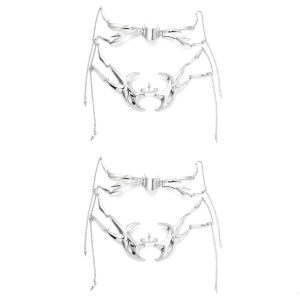 Futuristic Kim Loại khung mặt Với Dây chuyền tháo rời 2Pcs Chụp Ảnh Đạo Cụ Phong Cách trang phục dự tiệc Hàm trang Phục Mặt Nạ Phụ Kiện