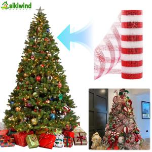 Festive Mesh Ribbon for Holiday Wreaths and Bows 2 Rolls Christmas Decoration Supplies