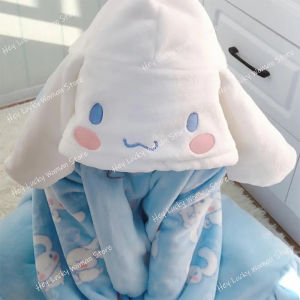 2Pcs Cinnamoroll Hooded Pajamas Set New Sanrio   Womens Cotton Plush Autumn Winter Cartoon Pajamas Student Flannel Home Clothes