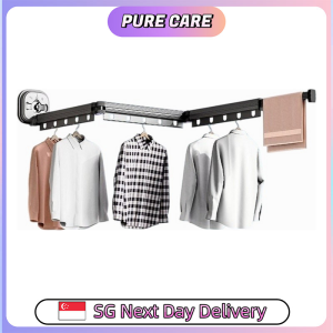 【Pure Care】 Suction Cup Drying Rack Folding Clothes Hanger Wall Mounted Portable Balcony Collapsible Retractable