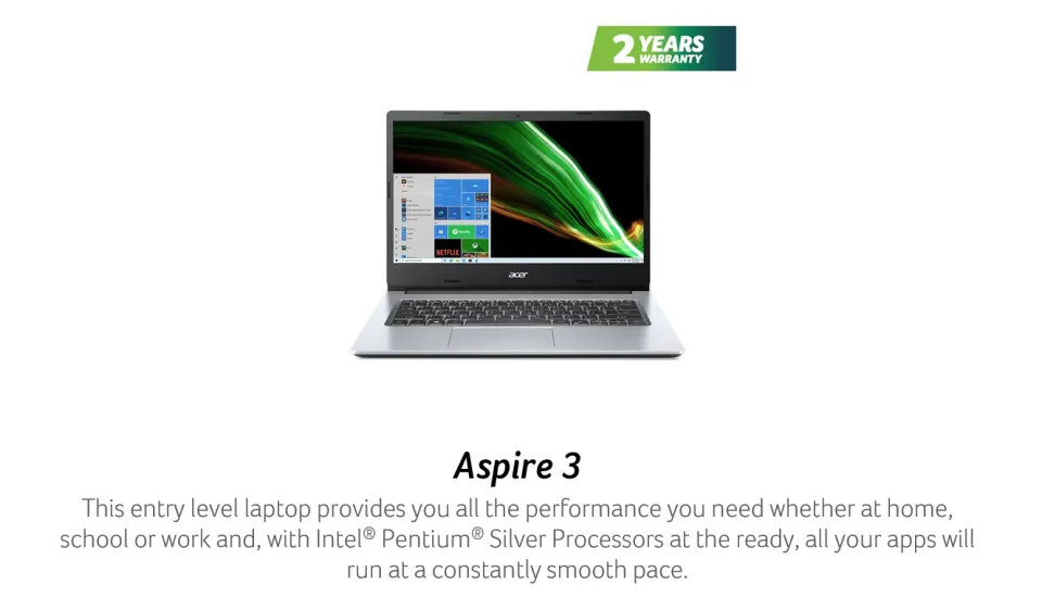 ACER ASPIRE A314-35-P4BJ (Pure Silver) Laptop 14\