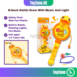 B.Duck Little Yellow Duck Toy Wave Drum Music Drum 0-1 Year Old Newborn Baby Toy Drum Baby Wave Drum Music Light Drum