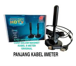 G702 ANTENA DIGITAL LUAR DALAM MAGNET KABEL 8 METER BOOSTER TV ORIGINAL SET TOP BOX STB OUTDOOR INDO