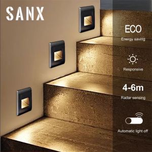 SANX โคมไฟ Led ติดผนังโคมไฟติดผนังเซนเซอร์ตรวจจับความเคลื่อนไหว PIR ไฟสำหรับบันไดโคมไฟขั้นตอนไฟติดผนังในร่ม AC85-265V ไฟบันได ไฟติดบันได - Lazada