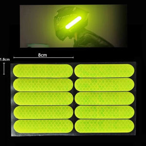 200Pcs Colorful Reflective Stickers Strip Motorcycle Helmet Warning Safety Mark Shape Rim Stickers