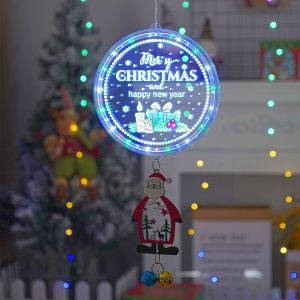 3D Disc Hanging Light LED Santa Claus Music Light Festoon Room Decor New Year Christmas Decorations for Home