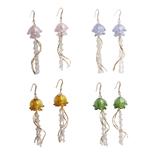 Fashionable Jellyfish Motifs Earrings With Polished Alloy Details Versatile Day To Night Transition Piece