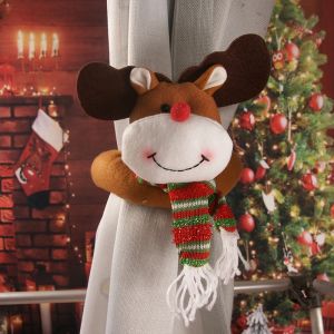 Christmas Curtain Buckle with Snowman Cute Santa Claus Creative Curtain Tieback for Home Window Christmas Decoration