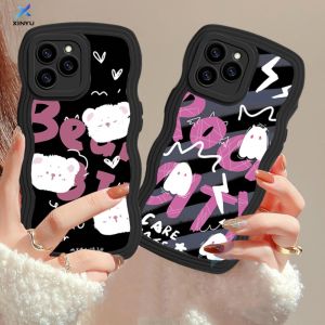Casing iPhone dengan Desain Lucu: Xinyu Kartun Beruang Cute Ghost Monster Wavy Edge Softcase
