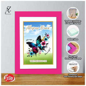 Bingkai Foto + Kaca 17R/12R Jumbo 40X30cm Minimalis Foto Keluarga Besar Jumbo  Minimalis Ukir Frame pigura vigura figura