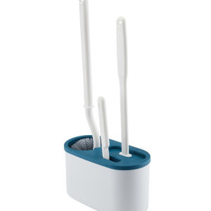 (Spot)Toilet Brush Set with TPR Bristles and Wall Holder - 3-Piece Cleaning Kit