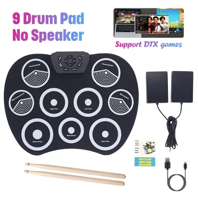 Electronic Drum Set Foldable Digital Roll-Up Drum Pad Electric Portable Compact Size Kit Practice Set With Stick