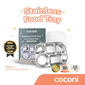 COCONI Premium Stainless Plate Food Tray with Lid | Piring Makan Anak Stainless Food Grade