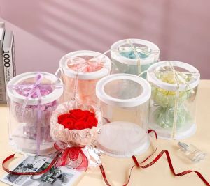 Elegant Transparent Clear Gift Box with Embossed Rose Design for Special Occasions
