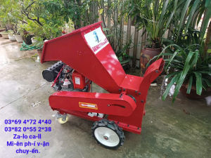 Máy băm cành cây băm tàu dừa chạy động cơ d.ầu 13hp có bánh xe đẩy