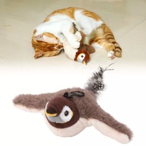 SZXBOGS Hangable Flapping Bird Sparrow Cat Toy Electronic USB Pet Simulation Sparrow Toy  Touch-Activated Interactive Flying Bird Cat Toys