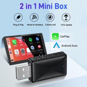 X MOM BABY บลูทูธ 5.0 อะแดปเตอร์ CarPlay ไร้สาย ไวไฟ 5G 2 ใน 1 ดองเกิลเชื่อมต่อไร้สาย แบบพกพา ขนาดเล็ก อะแดปเตอร์ Android Auto รถยนต์