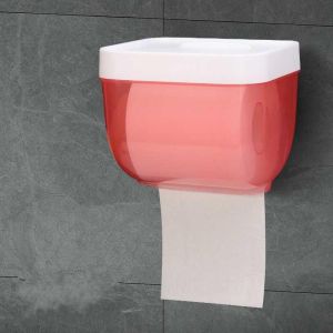 Punch-free Wall Mounted Toilet Paper Holder Waterproof Tissue Box Holder Toilet Mobile Phone Storage Shelf Paper Facial Box