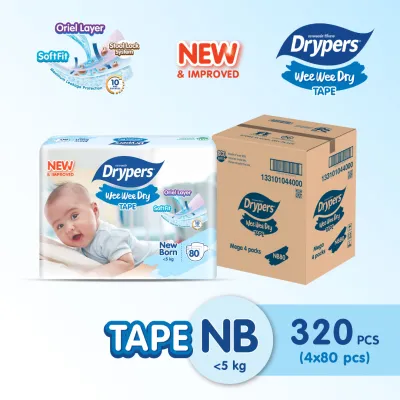 [Carton Deal] Drypers Wee Wee Dry Tape Baby Diaper NB/S/M/L/XL/XXL Size