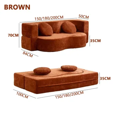 Nordic Folding Compressed Memory Foam Sofa Bed Integrated Dual-Purpose Full Sponge Roll Pack Compressed Fabric Sofa With Handrail 1.5/1.8M/2M Applicable To Living Room Space Saving