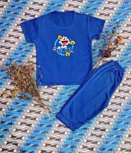 Setelan Kaos Anak Perempuan Dan Cowok Motif Gambar Kartun DORAEMON Umur 6 BULAN - 10 TAHUN
