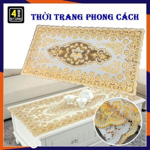 Khăn trải bàn ren hoa nhựa PVC chống thấm nước in hoa nổi SIZE 46x30cm hình chữ nhật sang trọng HÀNG ĐẸP ảnh thật Decor Bàn Ăn