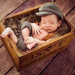 Trendy Newborn Baby Boys Photography Accessories Gentleman Style Overalls with Hat Set Fashionable Costume for Boys Gift