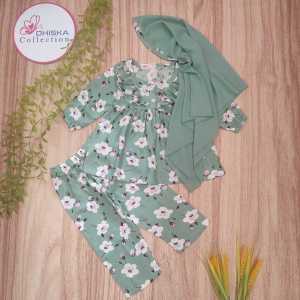 Setelan Muslim Anak Perempuan 1-4Tahun set Pashmina Instan SHAKILA by Dhiska Collection Pakaian Bayi