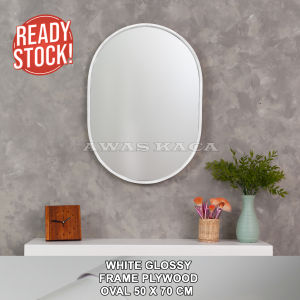 CERMIN OVAL UKURAN 50 x 70 CM | CERMIN RIAS | CERMIN KAMAR MANDI | CERMIN OVAL DINDING WASTAFEL KAMAR MANDI UKURAN 50 x 70 CM FRAME PLYWOOD