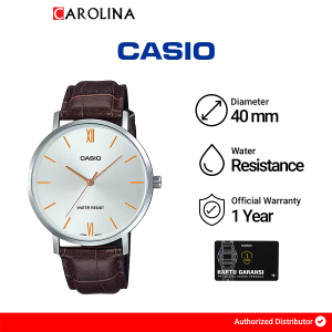 Jam Tangan Pria Casio MTP-VT01L-7B2 Quartz Watch Silver Dial Brown Leather Strap