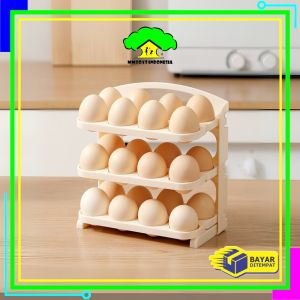 MI-C1279 Rak Telur 3 Tingkat Bisa Dilipat Egg Storage Box Organizer / Tempat Telur Ayam 24 Lubang